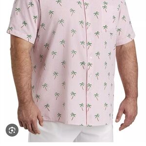 Oak Hill Cool and Dry Tropical Vibes Men's Shirt - Pink and Green Size: 2XLT